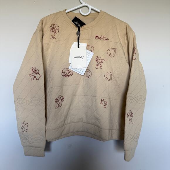 Ottod’Ame Women Quilted Sweater 8 Made In Italy Quiet Luxury Whimsical Celestial - Picture 2 of 11